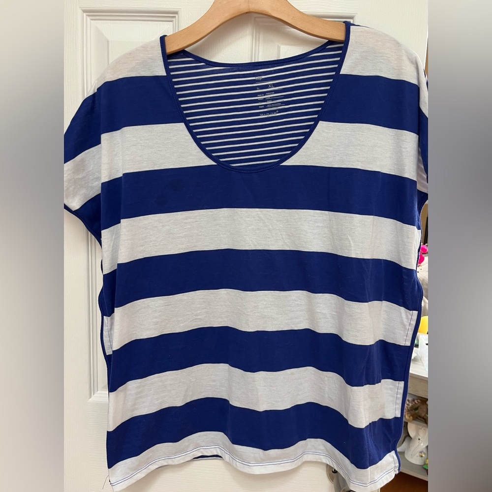 Striped Blue and White Women's Top